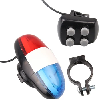 Durabil, rezistent la apa Multifuncțional Ciclu Lampa +4 Sirenă Tare Sunet de Trompetă de Poliție 6 LED-uri de Lumină Sirenă Electronică de Biciclete Clopot Rosu/Albastru
