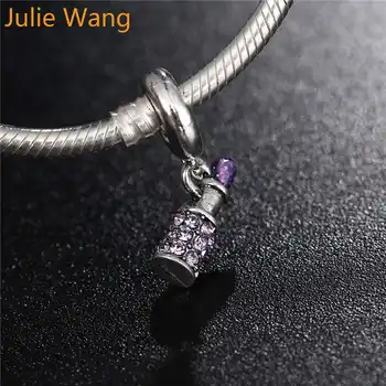 Julie Wang 5PCS Ruj Farmecul Șirag de mărgele Stras de Cristal Argintiu Culoare Bratara Aliaj Colier European de Luare de Bijuterii Accesorii