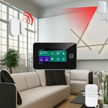Sistem de alarma de Securitate Tuya WiFi Gsm SOS Wireless 433MHz Casa Inteligentă Anti-furt de Alarmă de Temperatură și Umiditate a Afișa App de Control