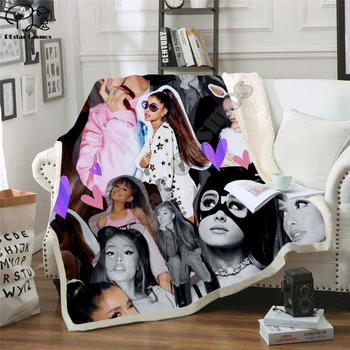 Celebritate Ariana Grand Design Pătură Pluș Imprimate 3d pentru Adulti Canapea Sherpa Fleece Cuvertură Folie Arunca Pătură Microfibră -4