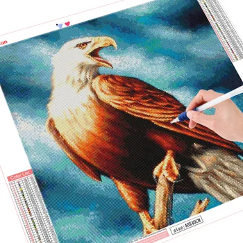 HUACAN Complet Piața Diamant Rotund Pictura Vultur Artizanat Diamant Broderie Animal Mozaic goblen Kit de Decor Pentru Casa