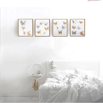 3set Aur și Argint Gol Fluture 3d Autocolant Perete Simulare față-verso Fluture Decorativ Metalic Textura