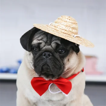 Câinele Pălărie De Paie În Aer Liber Pisica Soare, Pălărie De Paie Țesute Drăguț Cadou De Vacanță Pisica Accesorii Reglabile Coarda De Moda Câine Decorative Pălărie
