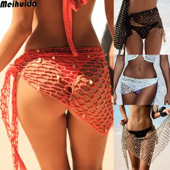 Imcute Femei Beach Țese Parte Croșetat Înfășurați În Șaluri Bikini Sexy Acoperi Plase De Protecție Solară Fusta Plasă Tunica Pareo Beachwear Acoperă-Up-Uri