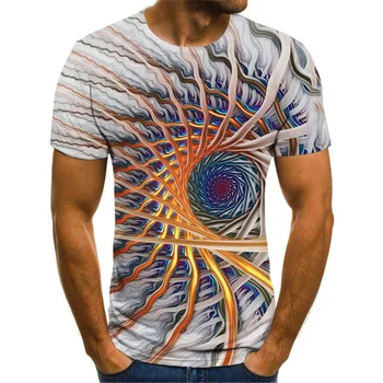 2021 Noi Trei-Dimensional de Rotație pentru Bărbați T-Shirt de Moda de Vară cu Mânecă Scurtă 3D Rotund Gât Topuri Vizuale Tridimensionale Tricou