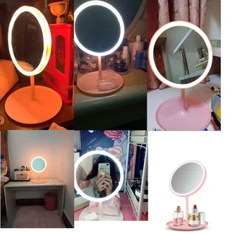 Oglindă de machiaj cu led-uri de lumină Doamnelor Oglindă Față Reglabil Dimmer USB Led Oglinda Masa de Birou Oglindă Cosmetică