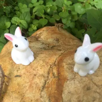 Mini Rabbit Ornament de Gradina Simpatice Figurine in Miniatura Ghiveci Zână Rășină Sintetică Mână-pictat Mini Zâna Animalelor Figurina Modul