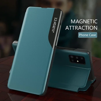 Piele Smart View Fereastra Capace Flip pentru Samsung Galaxy A02s A12 A32 A42 A52 A72 5G 12 32 42 52 5G Caz Suport Magnetic Coque