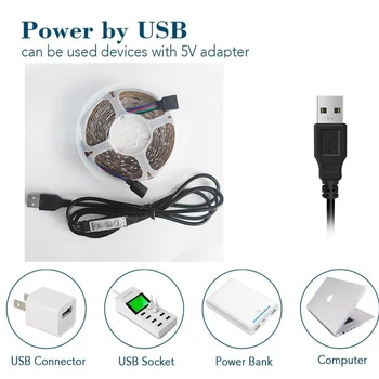 USB RGB Benzi de Lumină LED 5V 2835SMD Flexibil lampă diode Bandă rezistent la apa led TV iluminare 1M 2M 3M 4M 5M светодиодная лента