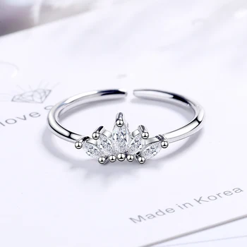 Ins Stil De Argint 925 Inel Coroana Încrustat Zircon Cristal Inel Deschis Pentru Fata Bijuterii Cadou