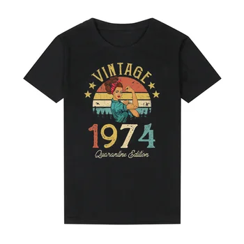 Vintage 1974 Carantină Ediție T-Shirt 47 de Ani a 47-a Aniversare Idee de Cadou Femei Fete Mama Soția Fiica Amuzant Retro Tricou