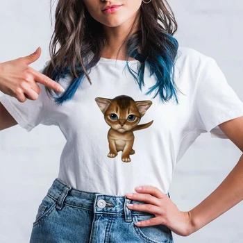 Pisica Amuzant Tricouri Moale Fata Estetice Haine coreeană Ropa Tumblr Mujer Maneci Scurte de Vară de Moda ANILOR ' 90 Oversize T-Shirt Hipster