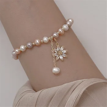Dulce Bijuterii de Culoare Elegant Pearl Brățară de Design Popular de Înaltă Calitate AAA Zircon Brățară de Flori Pentru Fata Accesorii Fine