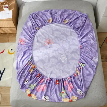 Bonenjoy Violet lenjerie de Pat King Size Flori Imprimate Capac Pat Dublu Dimensiune couvre aprins Regina cerșaf de pat 180x200(Fără pernă)
