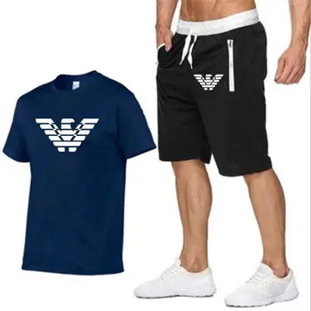 Brand Barbati tricou + pantaloni Scurți de Plajă Set 2021 Vara Jogging Pantaloni tricou Sportswear Street Harajuku Top T-Shirt