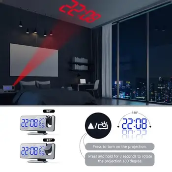 Proiecție Digital cu LED-uri Ceasuri Ceas cu Alarmă Digital Tavan Display 180 de Grade Proiector Oglindă de Machiaj Multifuncțional Ceas de Masa