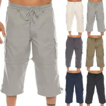Nou Stil Capri Mens Elastic Talie Zip De Pe Pantaloni Trunchiate Detasabila Pantaloni Scurți De Marfă Pantaloni Universal Moda
