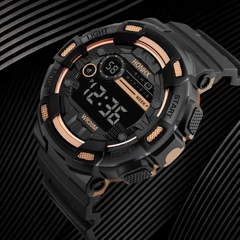 Aur Negru De Lux Ceasuri Mens Top Brand De Lux Multifuncțional Luminos Bărbați Digital Militare Ceasuri De Mana Cu Led-Uri Impermeabil Ceasuri