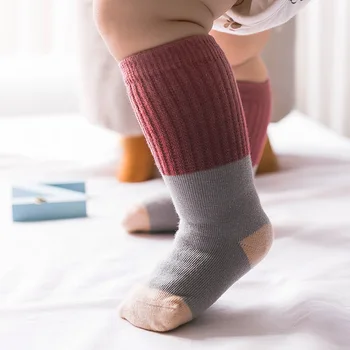 0-6 Ani Copil Nou-născut Șosete Fată Băiat Toamna Iarna Nou Mozaic pentru Copii Șosete Multicolore Tub cu Nervuri Șosete