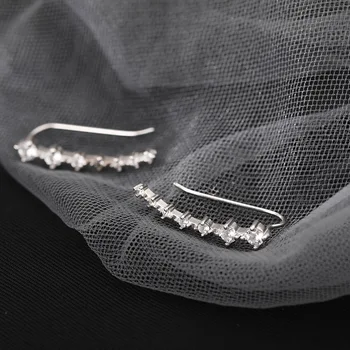 Argint 925 Tassel Cercei în formă de U Intermitent de Diamant Hipoalergenic Ureche Clip de sex Feminin de Simplu de Personalitate Ureche Osoase Știfturi