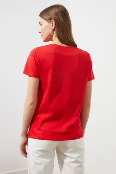 Trendyol Tipărite de Bază Tricotate T-Shirt TWOSS21TS1362