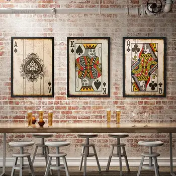 Epocă de Carti de Poker Panza Pictura Postere si Printuri de Arta de Perete Imaginile pentru Home Design Dormitor Bar Pub Decor
