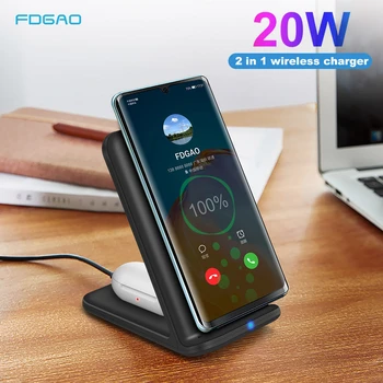 20W 2 In 1 Încărcător Wireless Stand Pentru Samsung S20 S21 Muguri Qi Rapid de Încărcare Stație de Andocare pentru AirPods Pro iPhone 12 11 XS XR X 8