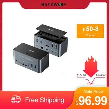 BlitzWolf BW-TH13 USB C Docking Station 18-în-1 cu M. 2 SSD Cabina cameră cu patru paturi Display SD/TF Slot pentru Card de 100W Putere Livrare