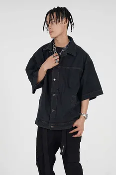 UNCLEDONJM camasi Masculine high street mens butonul de sus tricou maneca scurta camasi pentru barbati de moda japoneză 2021 designer de tricouri UY602