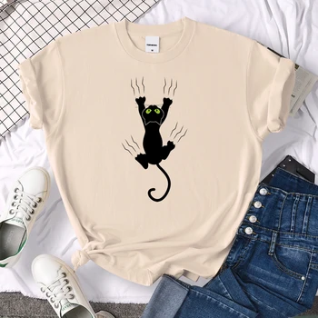 Obraznic Pisica Neagra De Imprimare Noi Tricouri Femei Crewneck Loosetshirt Model Cottoncouple Vara Creativitatea Pierde Tricouri De Sex Masculin