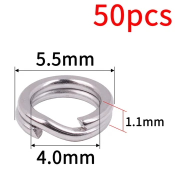 50pcs/lot Inox Split Inel cu Diametrul de 4mm la 8mm Grele de Pescuit Inel Dublu Conector Accesorii de Pescuit