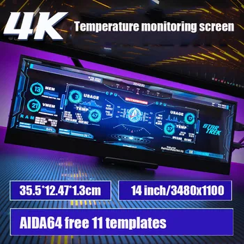 14 Inch cu o rezoluție de 3840 x 1100 Ecran IPS de Control al Temperaturii Display Dinamic Desktop AIDA64 Luminozitate Reglabilă Pentru Calculator
