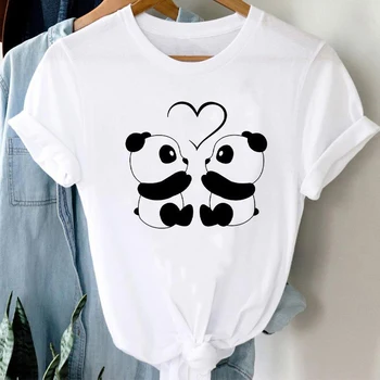 Tricouri Femei 90 Panda Fata de Desene animate Amuzante de Animale Drăguț Haine de Moda Elegant Tricou Top Lady Imprimare Fata Tee T-Shirt