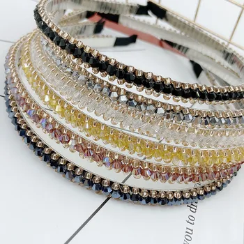 Noua Moda Simplu Mic Cristal Stras Bentiță Împletită Hairband Diamant cu Margele Benzi pentru Femei Accesorii de Par
