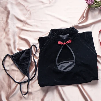 Stil Chinezesc Backless Bandaj Halter Cămăși De Noapte Lenjerie Qipao Epocă Seducatoare Cheongsam Femeie Sexy Rochie Uniformă