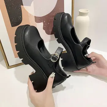 Gothic Lolita Pompe de Femei Platforma Pantofi Mary Jane Harakuju Jk Student Fete Japoneze Tocuri inalte pentru Femei de Primavara din Piele Pantofi