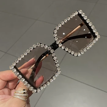 Ochelari de soare pentru femei 2021 Pătrat supradimensionat ochelari de soare femei de Lux Stras epocă ochelari de soare cu ridicata gafas de sol