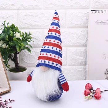 Patriotic Ziua Independenței De Pluș Gnome American Doll Cu Dungi Stele Pitice Figurina