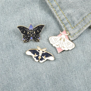Rinhoo Fluture Molie Email Ace Personalitate Luna Insecte Brosa Sac de Haine Pin Rever Gotic Insigna de Bijuterii Cadou pentru Copilul Prietenilor