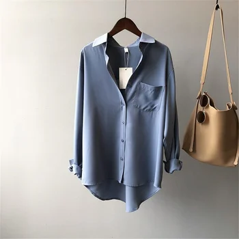 2021 Vintage Bluza Eleganta Pentru Femei Tricou Cu Maneci Lungi, Stil Coreean Haine Pentru Femei Bluze Femme Fashion Casual Alb Topuri Toate Se Potrivesc