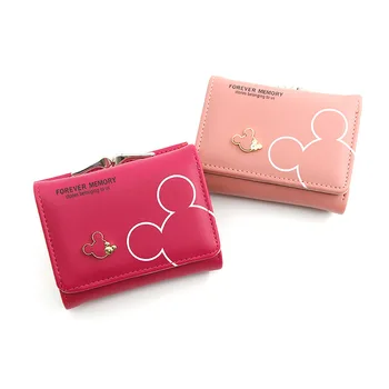 Disney Mickey Mouse femeie bag PU Moda Drăguț portofel Designer Poseta de Monede Hasp Dulce Titularul Cardului de Credit Femeile Scurt Portofel