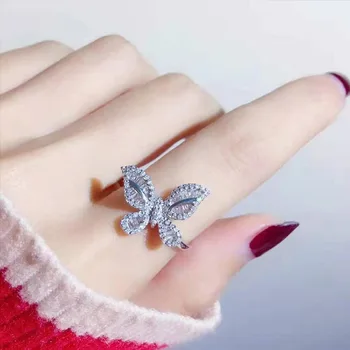 Personalitate alb zircon fluture inel Europene și Americane valul de moda retro inel vânt rece super fairy ring