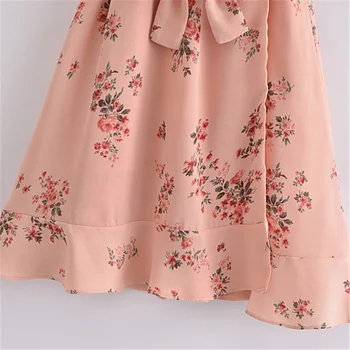 V-gat imprimeu floral rochii femei 2021 vară Blând fluture maneca scurta lady rochii O -linie de moda fată frumoasă rochie