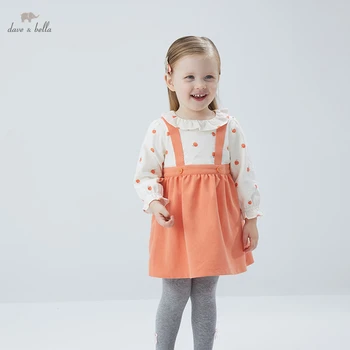 DBM16914 dave bella primăvară fată copil drăguț de fructe de imprimare patchwork rochie copii de moda rochie de petrecere copii sugari lolita haine