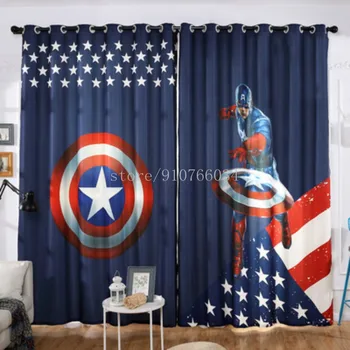 Avengers Captain America Caracter Erou Perdea Camera Copiilor Băiat de Desene animate Anime Dormitor tema Draperie neagra Cadou