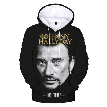Mai nou Franța Cântăreț de Rock Johnny Hallyday 3D Printed Hanorac Unisex Harajuku Hip Hop Hoodies O-gât Polysester Pulover Straturi