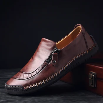 Piele naturala Barbati Casual Pantofi de Designer de Lux Barbati Mocasini Mocasini Respirabil Aluneca pe Negru de Conducere Pantofi Marime Mare 38-48