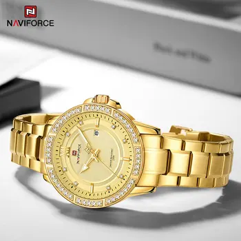 NAVIFORCE Brand de Lux Ceasuri de Aur pentru Bărbați de Afaceri Clasic de Cuarț Ceas de mână de sex Masculin Impermeabil Bandă de Oțel Ceas Cu Diamante
