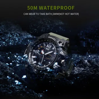 SMAEL 2021 Bărbați Ceas Militar 50m rezistent la apă Ceas LED Cuarț Ceas Masculin relogios masculino Digitale Ceasuri Sport Barbati
