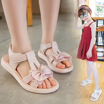2-15 Moda Cristal Papion Copii Sandale Pantofi Plat Fata de Plaja pentru Copii Pantofi pentru Vara Adolescente Sandale Sport 2021 Printesa Încălțăminte